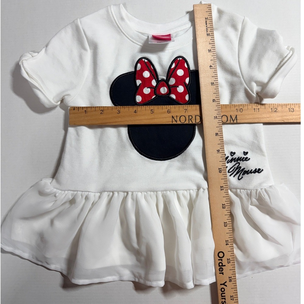 Disney Junior Minnie Mouse Peplum Top Girls 5 White Ruffle Chiffon Hem Graphic T - Picture 6 of 8